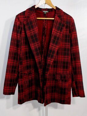 Wild Fable Sz Med Red Black Plaid Blazer Coat